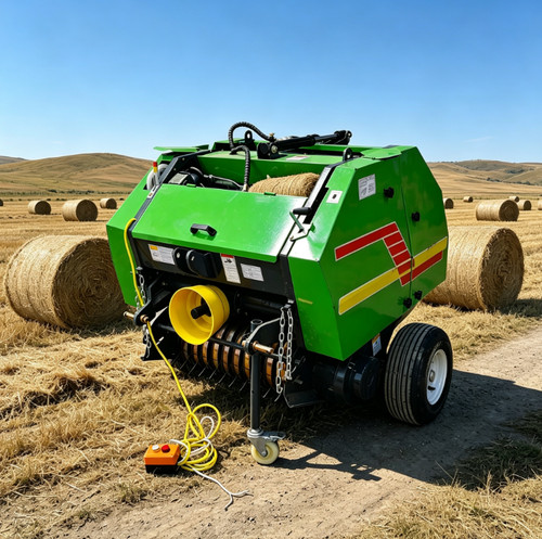 Round hay baler trailed grass - ,
