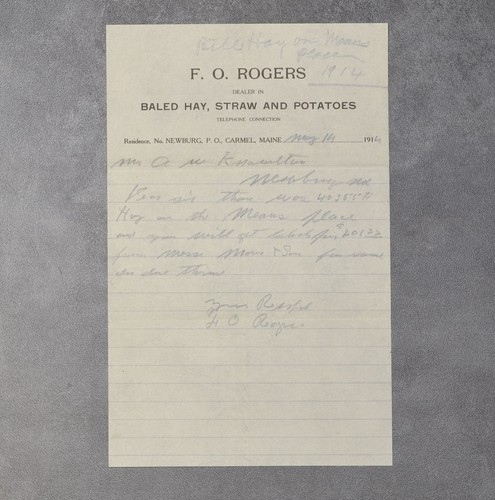 Vtg rogers letterhead - o.,