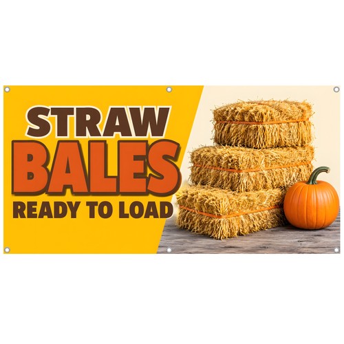 Straw bales vinyl banner - vinyl, hay